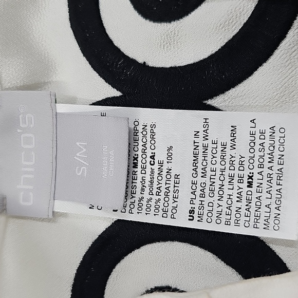 Chico's Kimono Caftan, White & Black, Size MEDIUM, *READ, FLAWED* - Picture 7 of 10